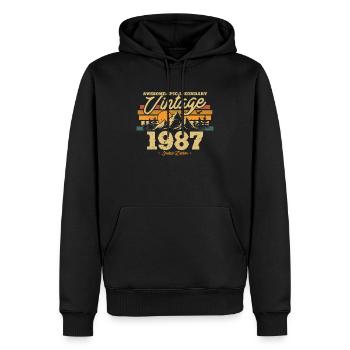 Vintage 1987 Geburtstagsgeschenk - Männer Premium Bio Hoodie - Schwarz - Vorne - Nico (187cm)