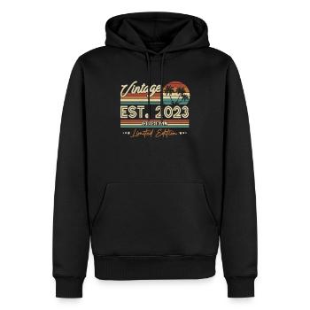 Millésime 2023 unique - Sweat à capuche Premium bio Homme - noir - Devant - Nico (187cm)
