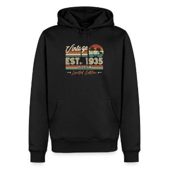 Millésime 1935 Anniversaire - 88/89 ans - Sweat à capuche Premium bio Homme - noir - Devant - Nico (187cm)