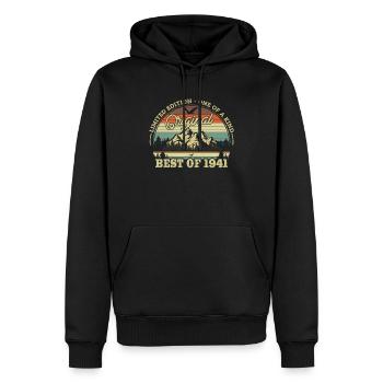 1941 Cadeau Millésime 82/83 ans - Sweat à capuche Premium bio Homme - noir - Devant - Nico (187cm)
