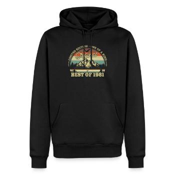 Nostalgie cadeau vintage '81 - Sweat à capuche Premium bio Homme - noir - Devant - Nico (187cm)