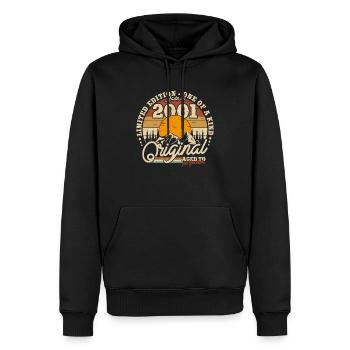 Vintage 2001 Surprise d’anniversaire - Sweat à capuche Premium bio Homme - noir - Devant - Nico (187cm)