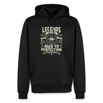 Anniversaire légendaire de 1988 - Sweat à capuche Premium bio Homme - noir - Devant - Nico (187cm)
