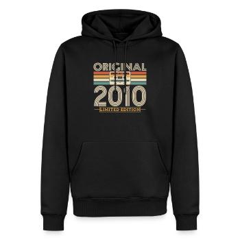 Chemise d’anniversaire vintage emblématique des années 2010 - Sweat à capuche Premium bio Homme - noir - Devant - Nico (187cm)
