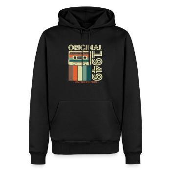 Chemise vintage classique 1949 - Sweat à capuche Premium bio Homme - noir - Devant - Nico (187cm)