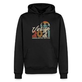 Millésime légendaire 2021 - Sweat à capuche Premium bio Homme - noir - Devant - Nico (187cm)