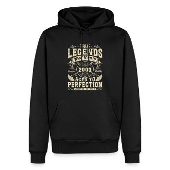 Légendes depuis 2003 - Sweat à capuche Premium bio Homme - noir - Devant - Nico (187cm)