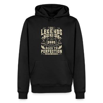 Legenden seit 2005 - Männer Premium Bio Hoodie - Schwarz - Vorne - Nico (187cm)