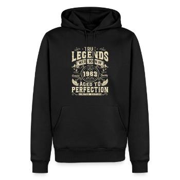 Légendes de 63 : 60 ans - Sweat à capuche Premium bio Homme - noir - Devant - Nico (187cm)