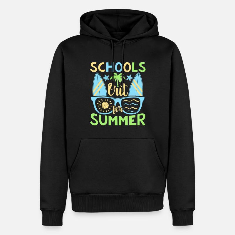 Pas d’école en été - Sweat à capuche Premium bio Homme - noir