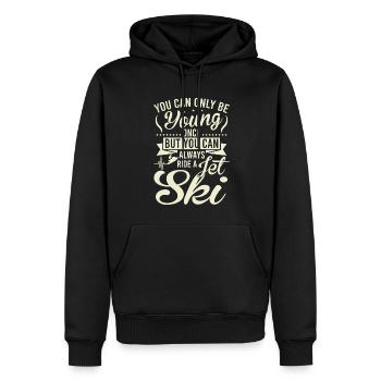 Man Kann Nur Einmal Jung Sein Immer Jet Ski Fahren - Männer Premium Bio Hoodie - Schwarz - Vorne - Nico (187cm)
