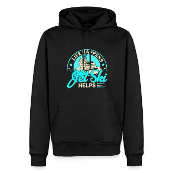 Das Leben Passiert Aber Jet Ski Hilft - Männer Premium Bio Hoodie - Schwarz - Vorne - Nico (187cm)