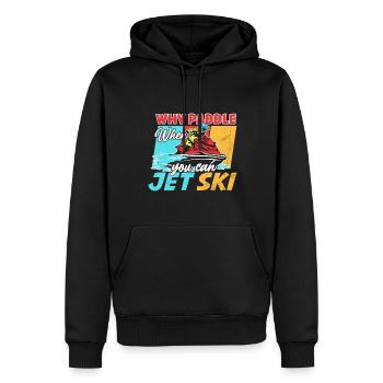 Pourquoi pagayer quand on peut faire du jet ski ? - Sweat à capuche Premium bio Homme - noir - Devant - Nico (187cm)