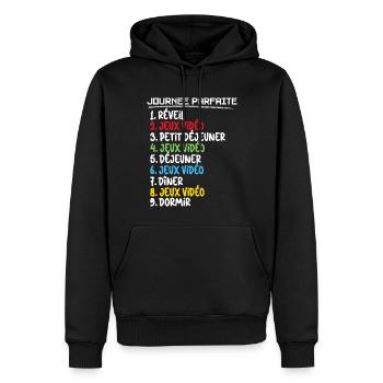 Journée parfaite Pour Un Gamer Jeux Vidéo - Sweat à capuche Premium bio Homme - noir - Devant - Nico (187cm)