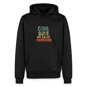 Les gars cool s’appellent Harrison - Sweat à capuche Premium bio Homme - noir - Devant - Nico (187cm)