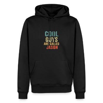 Les mecs cool s’appellent Jason - Sweat à capuche Premium bio Homme - noir - Devant - Nico (187cm)