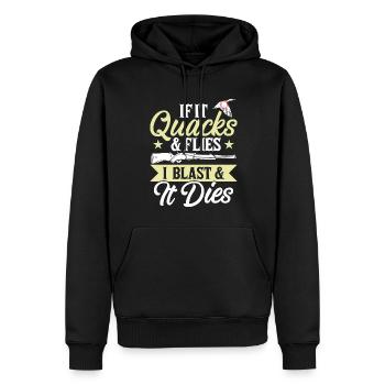 Wenn Es Quakt Und Fliegt Sprenge Ich Und Es Stirbt - Männer Premium Bio Hoodie - Schwarz - Vorne - Nico (187cm)