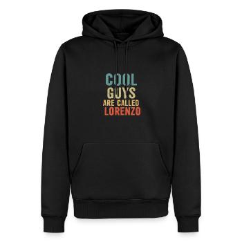 Les mecs cool s’appellent lorenzo - Sweat à capuche Premium bio Homme - noir - Devant - Nico (187cm)
