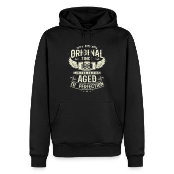 Vintage 1981 Geburtstagsüberraschung - Männer Premium Bio Hoodie - Schwarz - Vorne - Nico (187cm)
