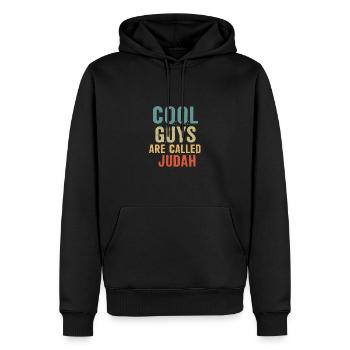 Les mecs cool s’appellent judah - Sweat à capuche Premium bio Homme - noir - Devant - Nico (187cm)