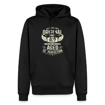 Vintage 1977 Surprise d’anniversaire - Sweat à capuche Premium bio Homme - noir - Devant - Nico (187cm)