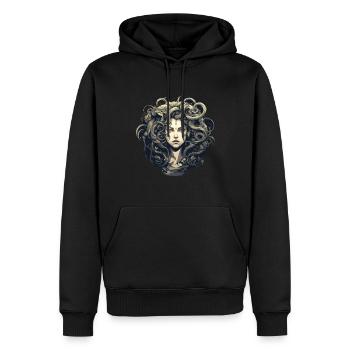 Méduse maléfique Mythologie grecque - Sweat à capuche Premium bio Homme - noir - Devant - Nico (187cm)