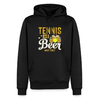 Tennis Und Bier. Wie Spät Ist Es? - Männer Premium Bio Hoodie - Schwarz - Vorne - Nico (187cm)