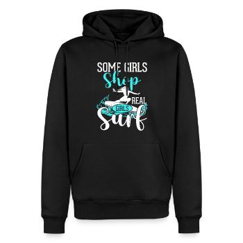 Manche Mädchen Shoppen Echte Mädchen Surfen - Männer Premium Bio Hoodie - Schwarz - Vorne - Nico (187cm)