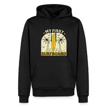 Mein Erstes Surfbrett - Männer Premium Bio Hoodie - Schwarz - Vorne - Nico (187cm)