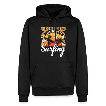 Die Stimmen In Meinem Kopf Sagen Mir Surfen Gehen - Männer Premium Bio Hoodie - Schwarz - Vorne - Nico (187cm)