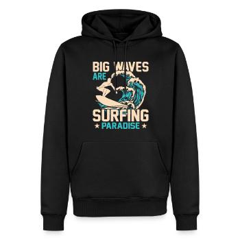 Große Wellen Sind Ein Paradies Für Surfer - Männer Premium Bio Hoodie - Schwarz - Vorne - Nico (187cm)