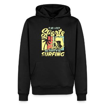 Die Beste Sportliche Aktivität Ist Surfen - Männer Premium Bio Hoodie - Schwarz - Vorne - Nico (187cm)
