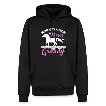 Geboren Um Mit Meiner Oma Zu Reiten - Männer Premium Bio Hoodie - Schwarz - Vorne - Nico (187cm)