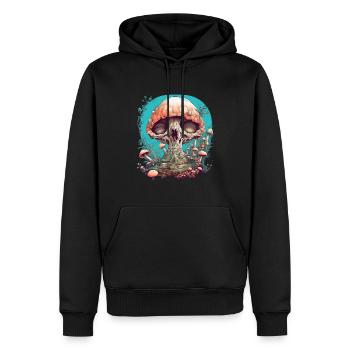 Champignon comme crâne Goa psytrance - Sweat à capuche Premium bio Homme - noir - Devant - Nico (187cm)