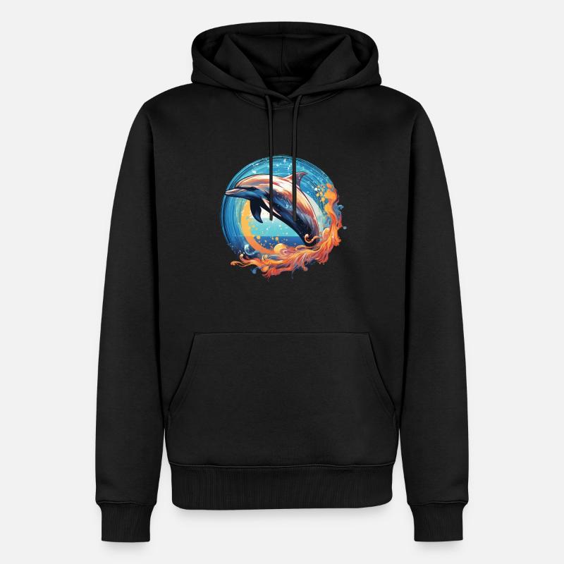 Dauphin dans la mer - Sweat à capuche Premium bio Homme - noir