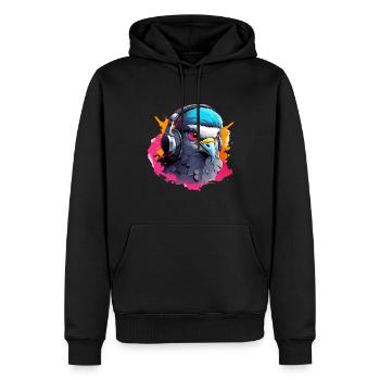 Eagle with headset - Men’s Premium Organic Hoodie - black - Front - Nico (187cm)