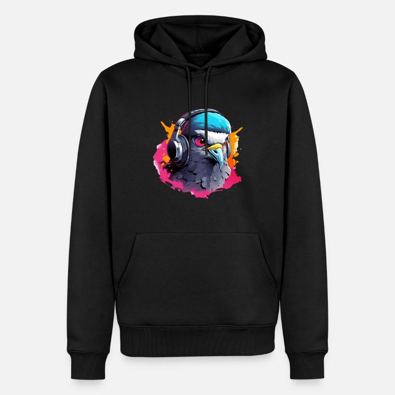 Eagle avec casque - Sweat à capuche Premium bio Homme - noir