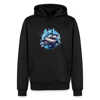 Requin avec équipement de plongée de plongeur aux dents pointues - Sweat à capuche Premium bio Homme - noir - Devant - Nico (187cm)