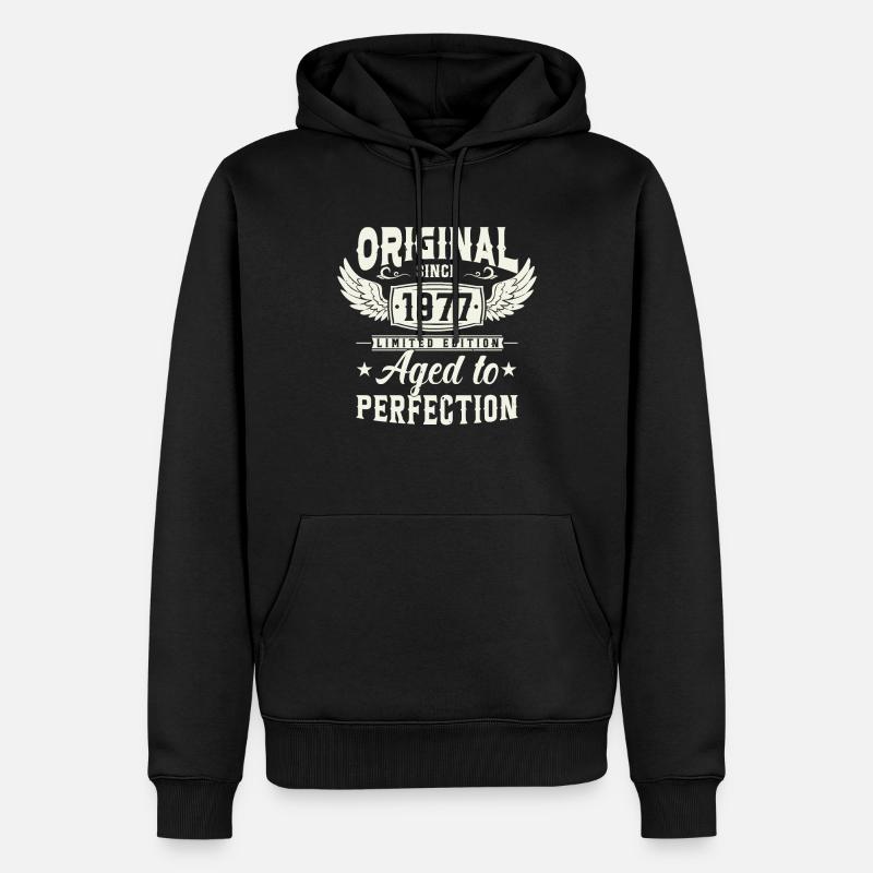 Cadeau d’anniversaire rétro 1977 - Sweat à capuche Premium bio Homme - noir