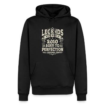Cadeau d’anniversaire légendaire né en 2010 - Sweat à capuche Premium bio Homme - noir - Devant - Nico (187cm)