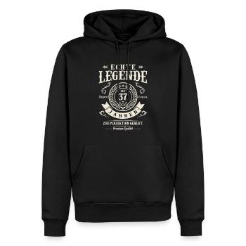 Legendär seit 37 Jahren - Männer Premium Bio Hoodie - Schwarz - Vorne - Nico (187cm)