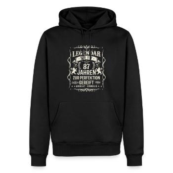 Legendär seit 87 Jahre - Männer Premium Bio Hoodie - Schwarz - Vorne - Nico (187cm)