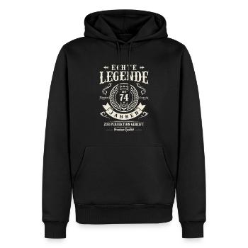 Legendäres Geschenkidee 74 Jahre - Männer Premium Bio Hoodie - Schwarz - Vorne - Nico (187cm)
