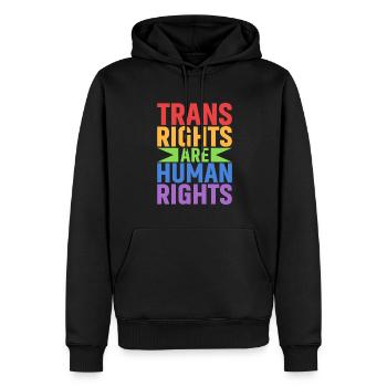 Les droits des personnes trans sont des droits humains - Sweat à capuche Premium bio Homme - noir - Devant - Nico (187cm)