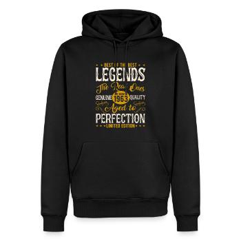 Cadeau d’anniversaire légendaire de 1963 - Sweat à capuche Premium bio Homme - noir - Devant - Nico (187cm)