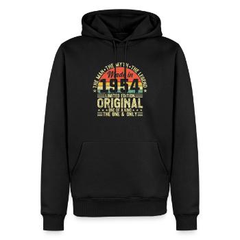 Légende d’anniversaire Vintage 1954 - Sweat à capuche Premium bio Homme - noir - Devant - Nico (187cm)