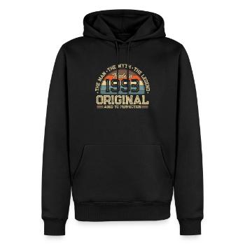 Anniversaire légendaire de 1993 - Sweat à capuche Premium bio Homme - noir - Devant - Nico (187cm)