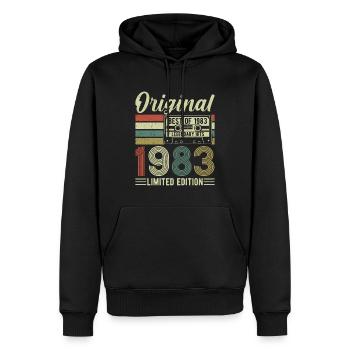 Chemise d’anniversaire 1983 - Sweat à capuche Premium bio Homme - noir - Devant - Nico (187cm)