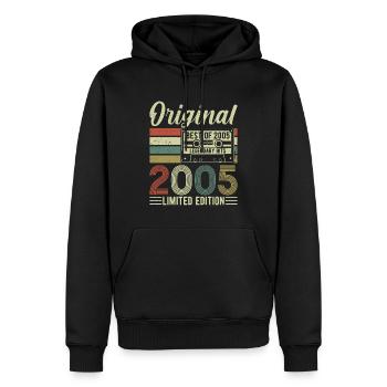 2005 - Légende d’anniversaire - Sweat à capuche Premium bio Homme - noir - Devant - Nico (187cm)