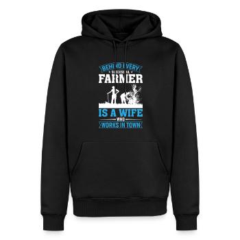 Derrière chaque agriculteur qui réussit, il y a une femme - Sweat à capuche Premium bio Homme - noir - Devant - Nico (187cm)